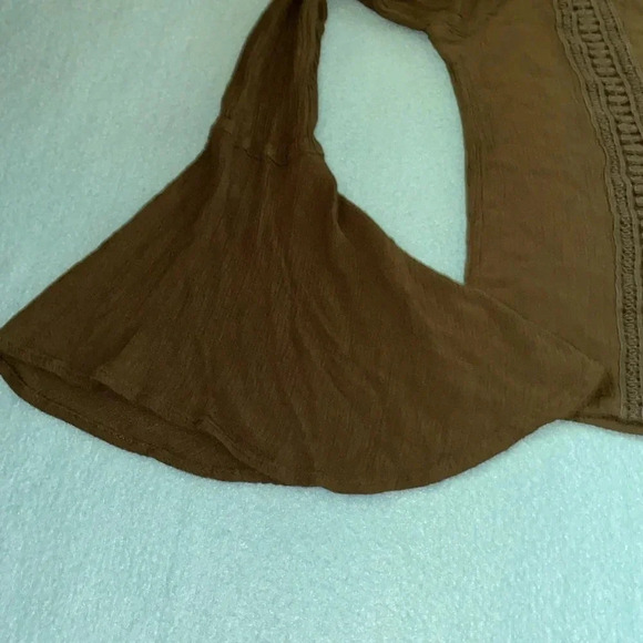 NUON gauze lace up front long butterfly bell sleeves olive green NEW size XS - Picture 5 of 11